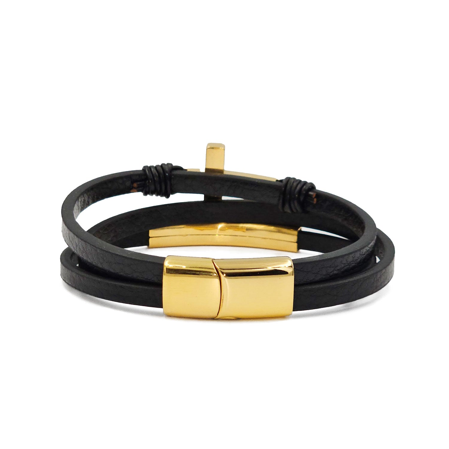 Lederarmband Alabama Edelstahl Gold