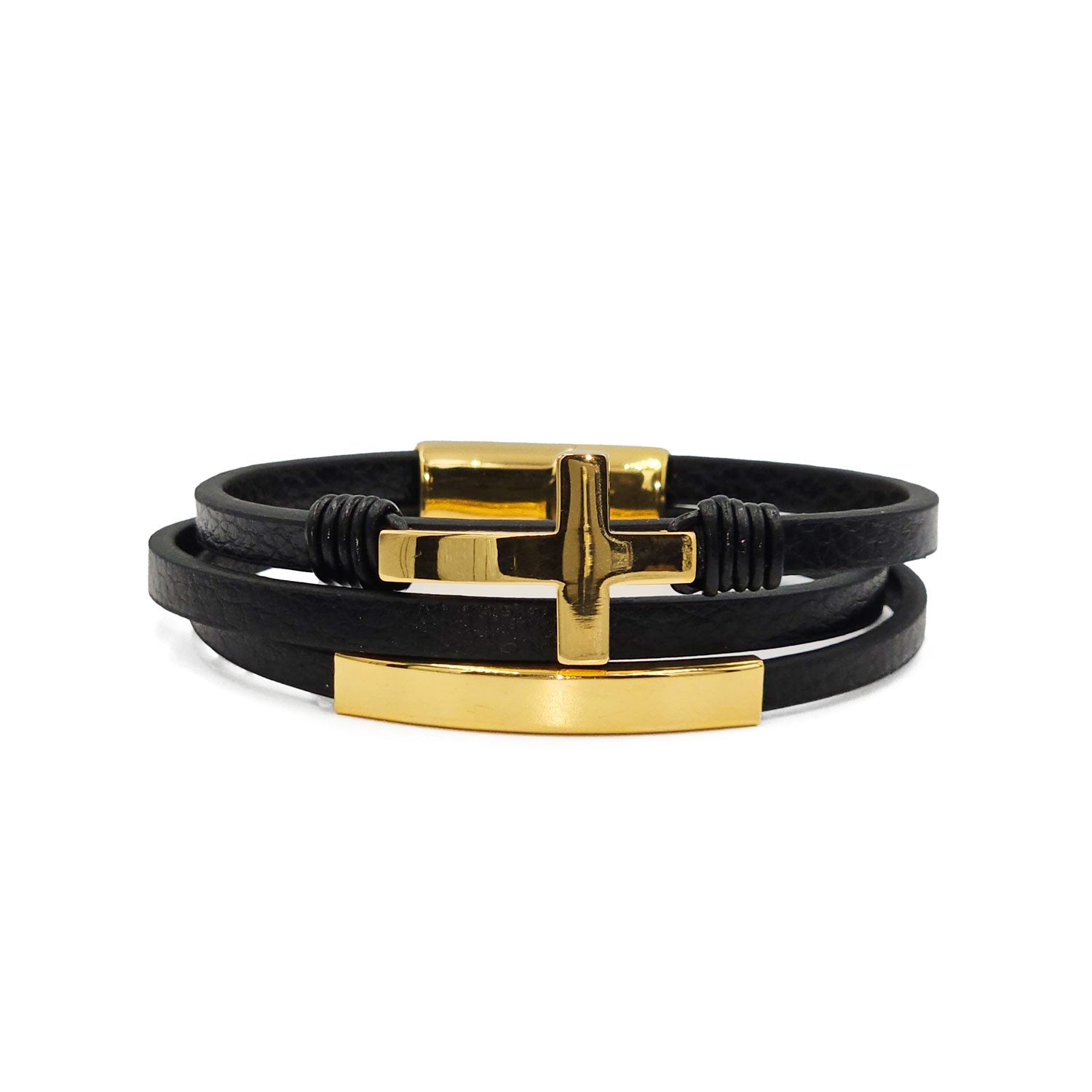 Lederarmband Alabama Edelstahl Gold