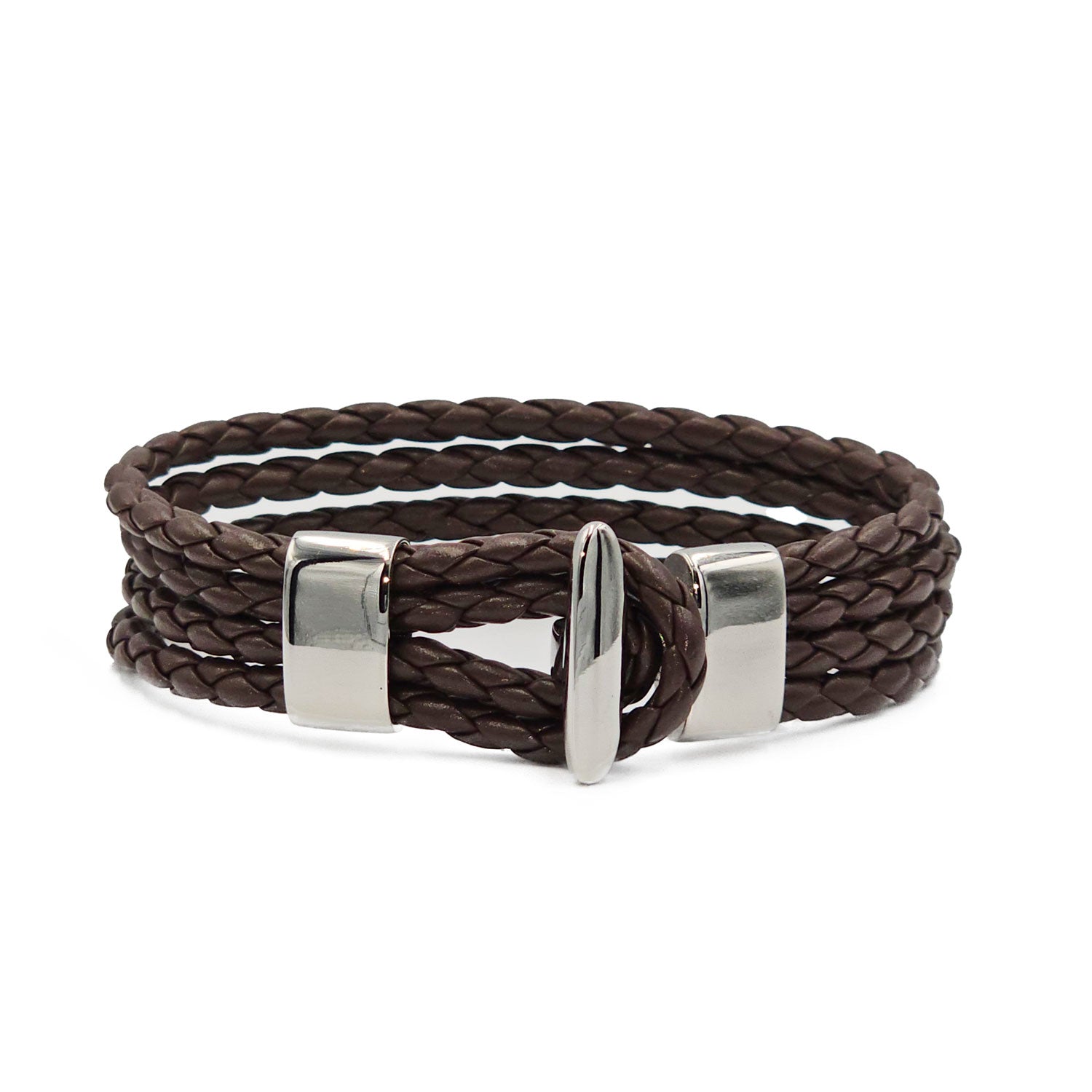 Lederarmband San Diego Edelstahl Braun