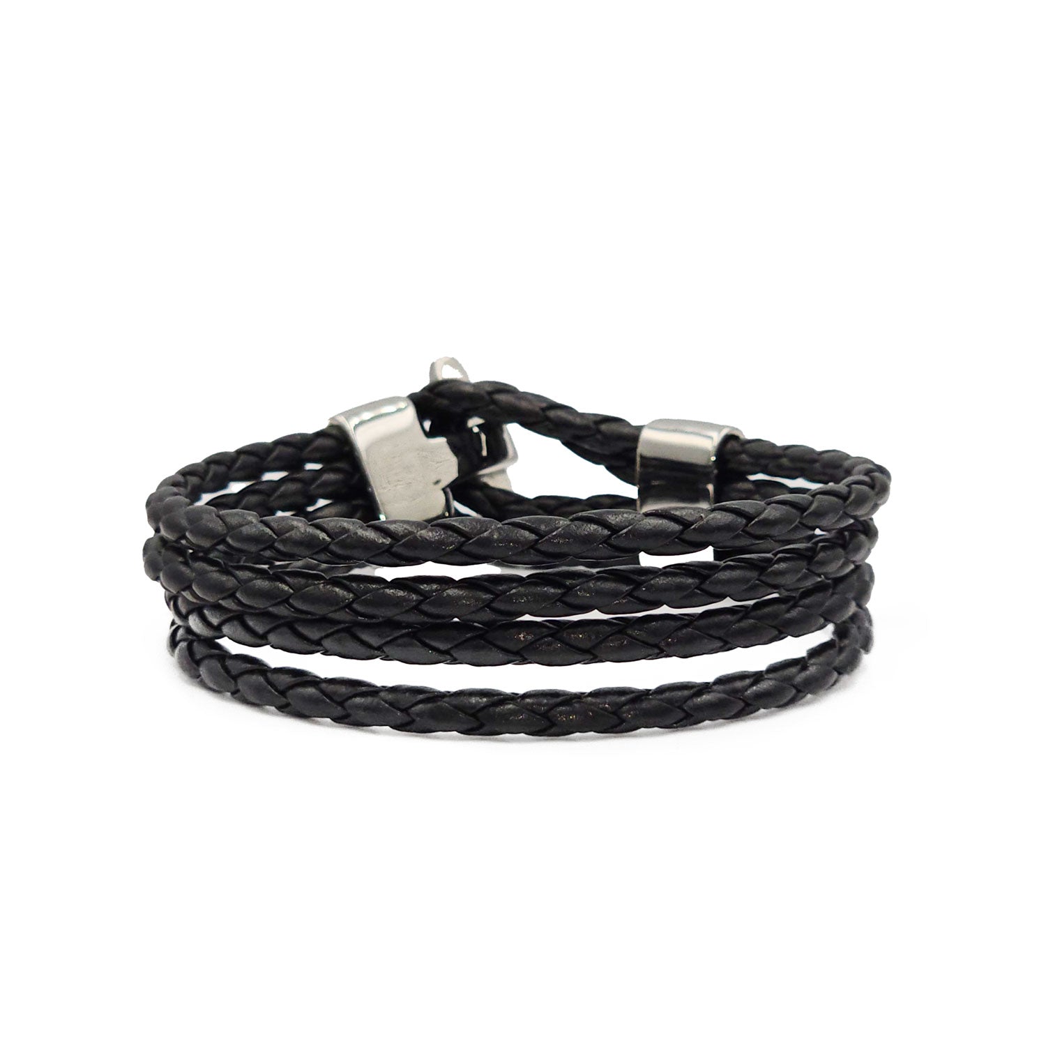 Lederarmband San Diego Edelstahl Schwarz