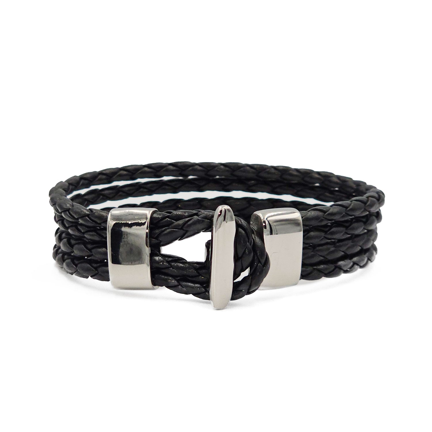 Lederarmband San Diego Edelstahl Schwarz