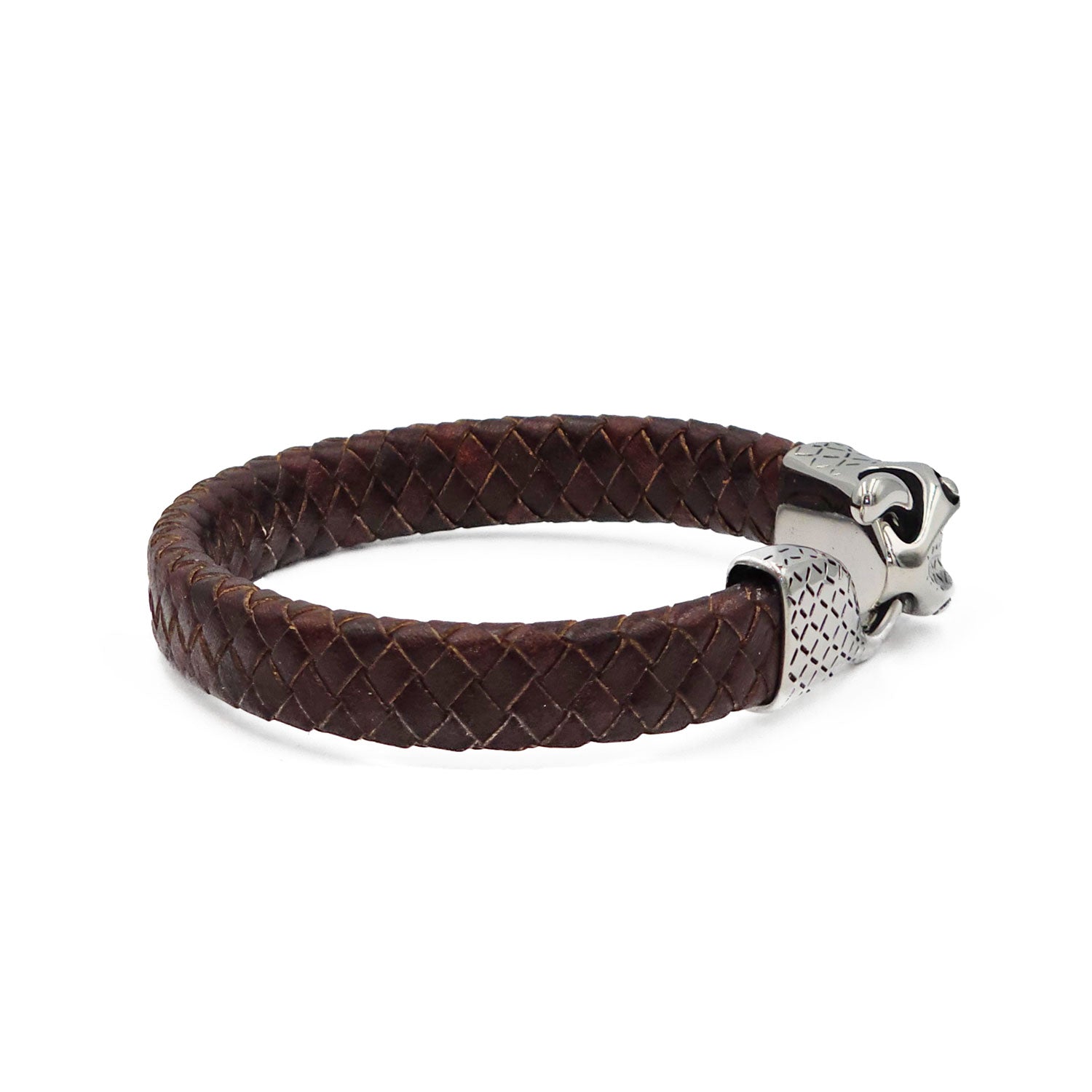 Lederarmband Snake Edelstahl Braun