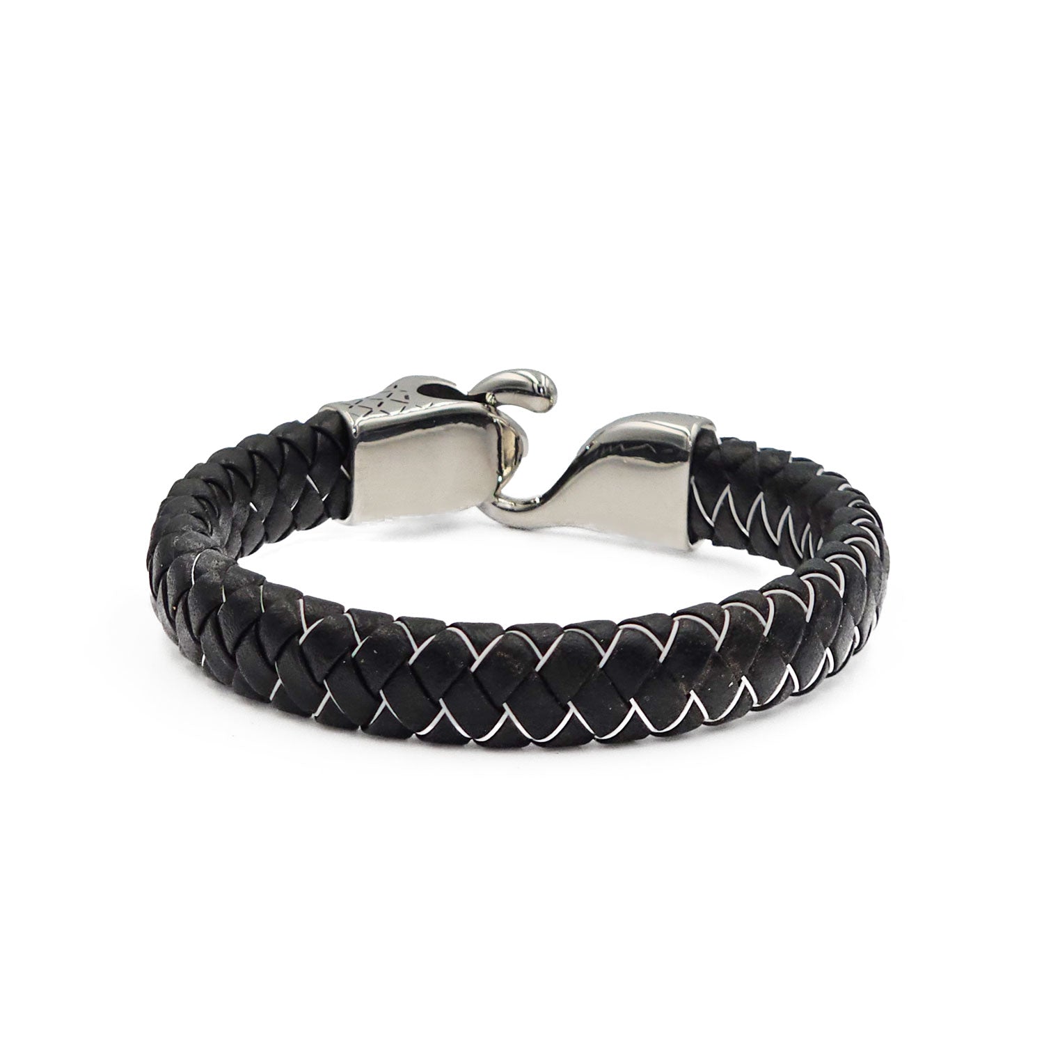 Lederarmband Snake Edelstahl Schwarz