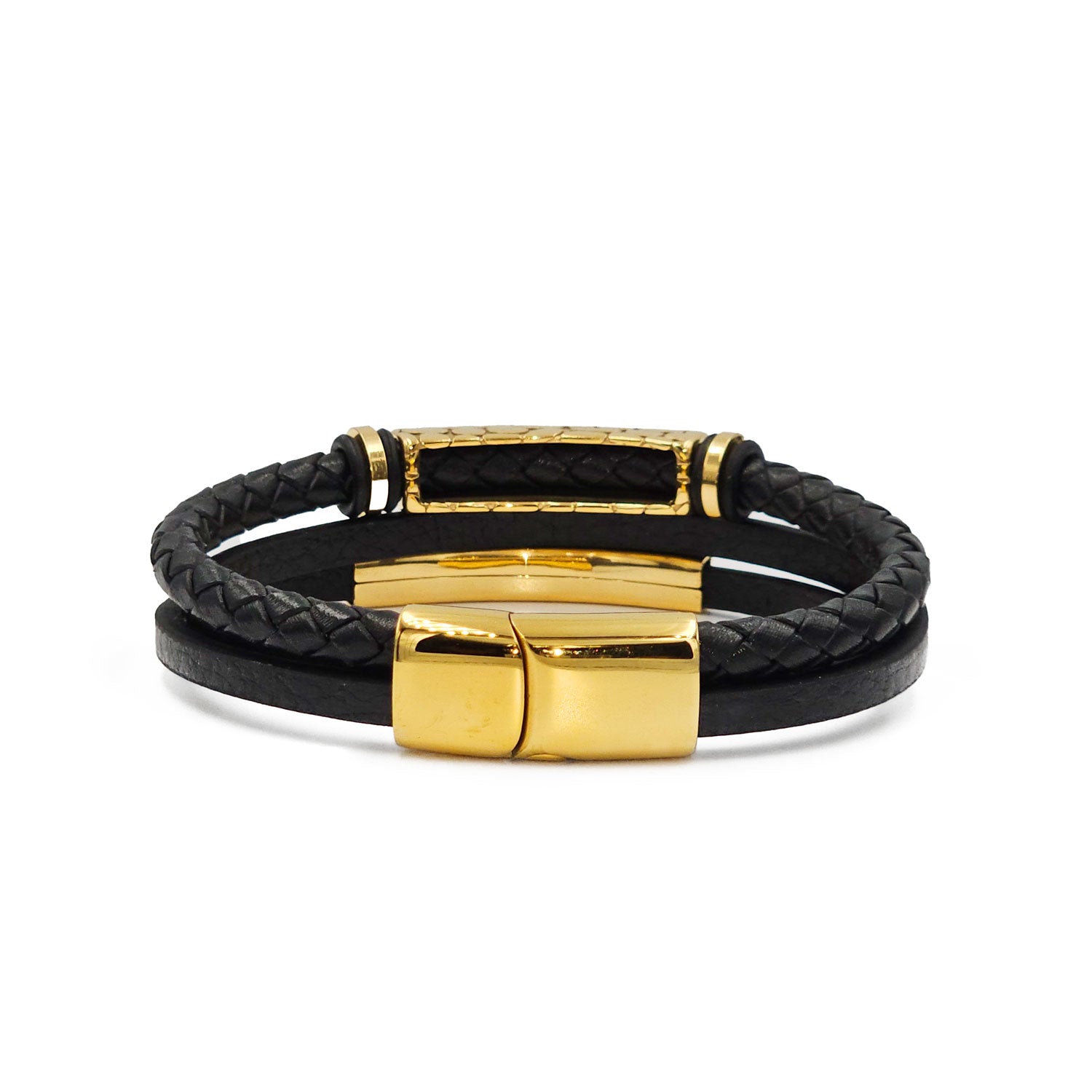 Lederarmband Texas Edelstahl Gold