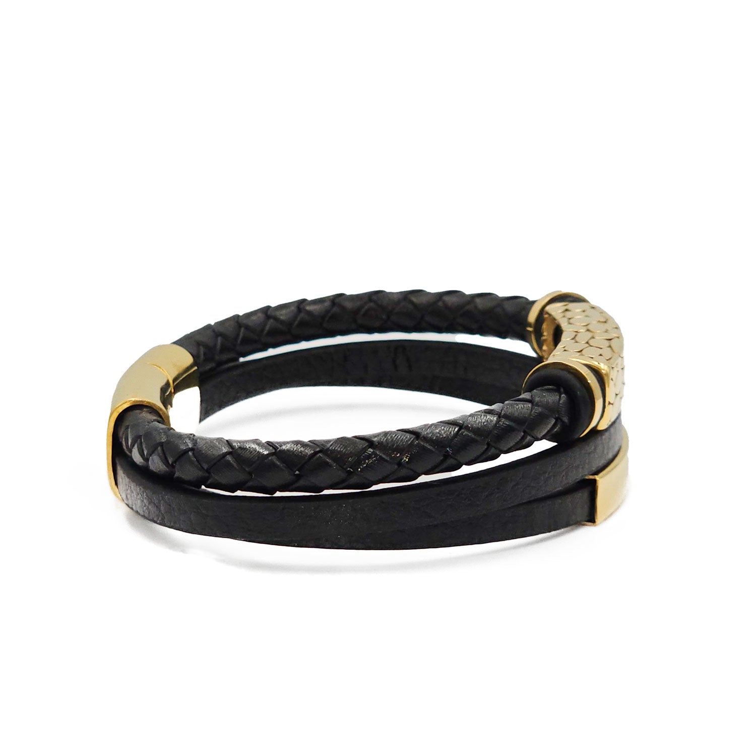 Lederarmband Texas Edelstahl Gold